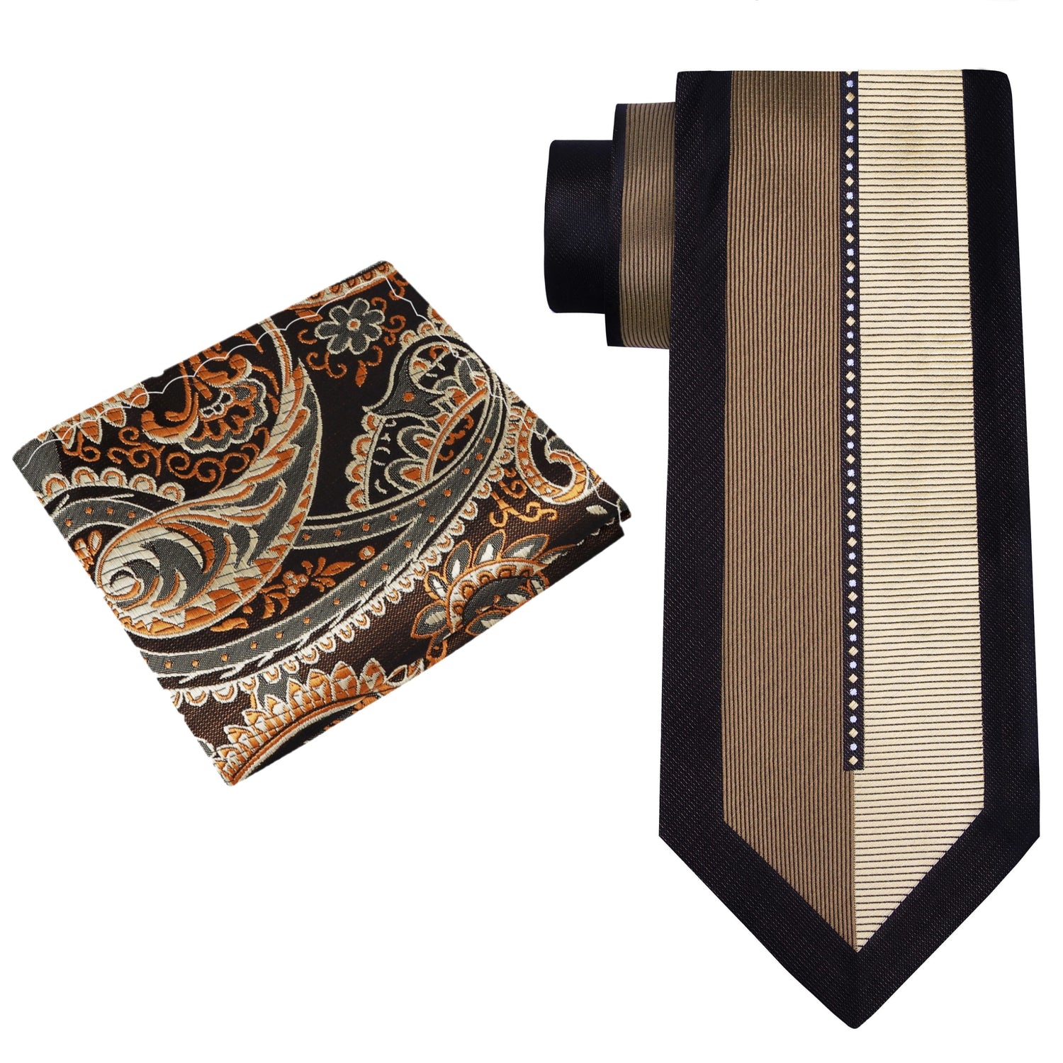 View 2: Brown Necktie with Brown Paisley Square