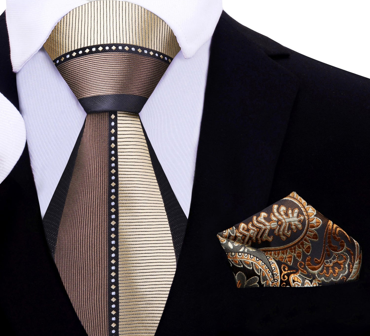 Brown Necktie with Brown Paisley Square