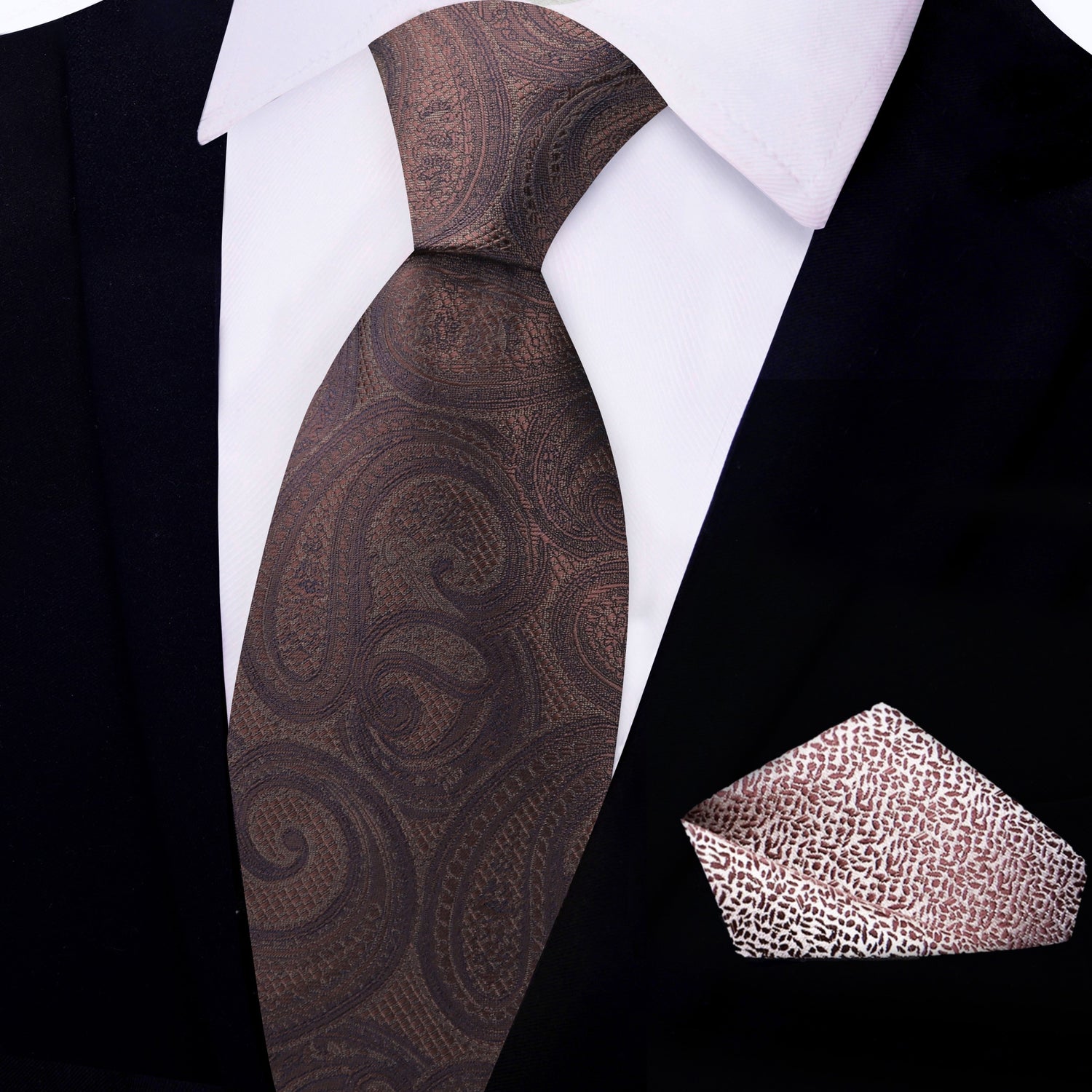 Brown Paisley Necktie and Accenting Square