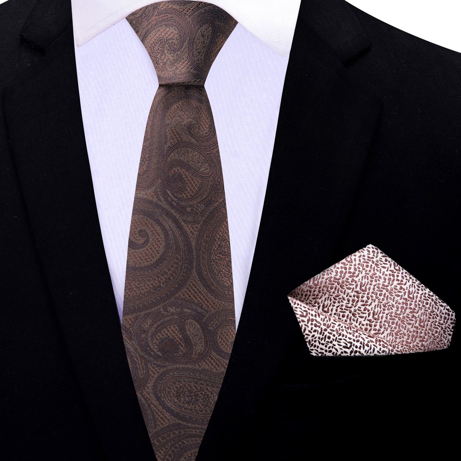 Thin: Brown Paisley Necktie and Accenting Square