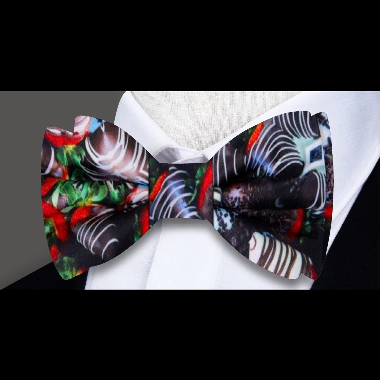 Red, Brown, White Chocolate Covered Strawberries Bow tie Single