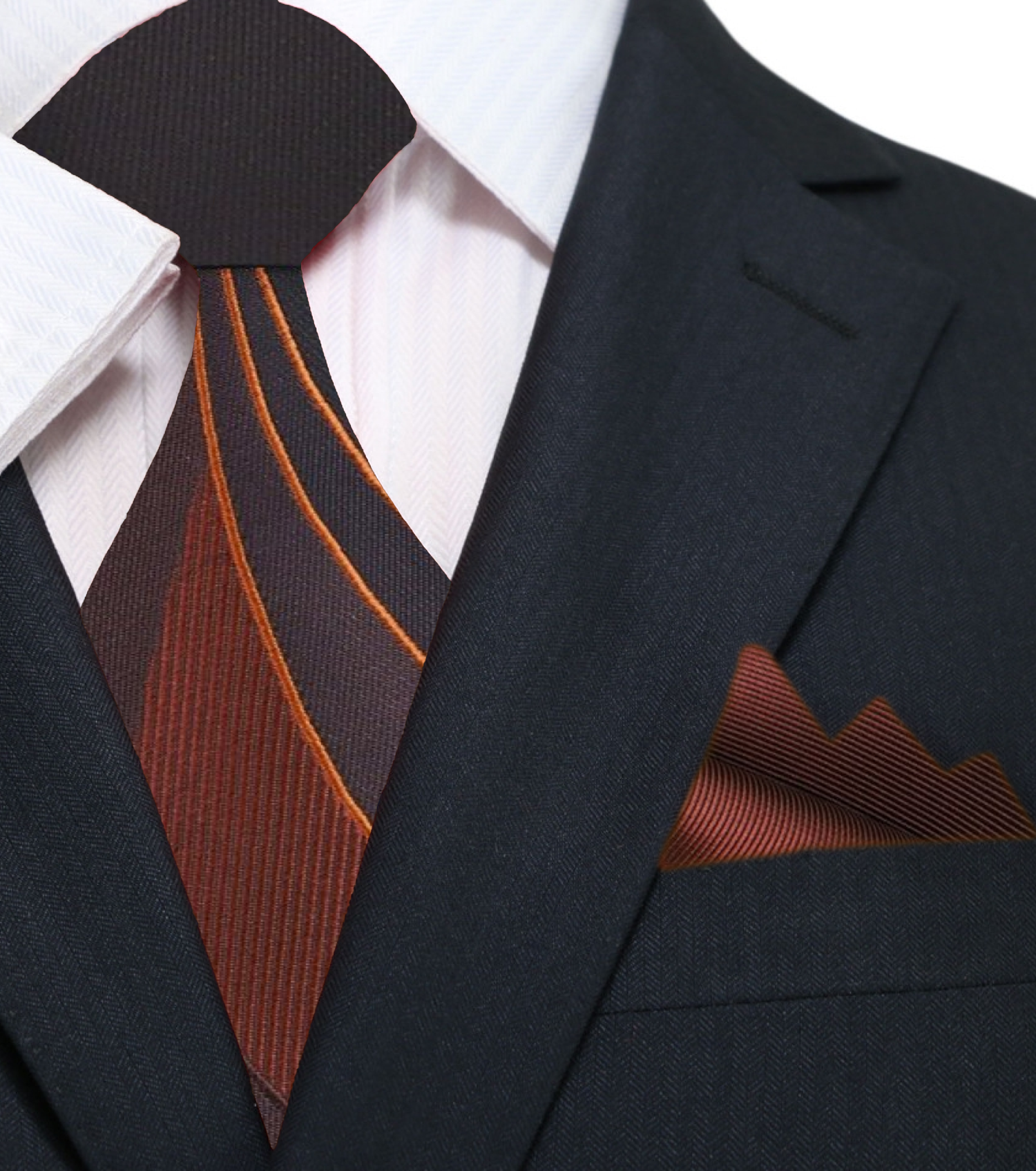 Main: Brown Abstract Tie and Pocket Square||Deep Chocolate, Cocoa, Honey