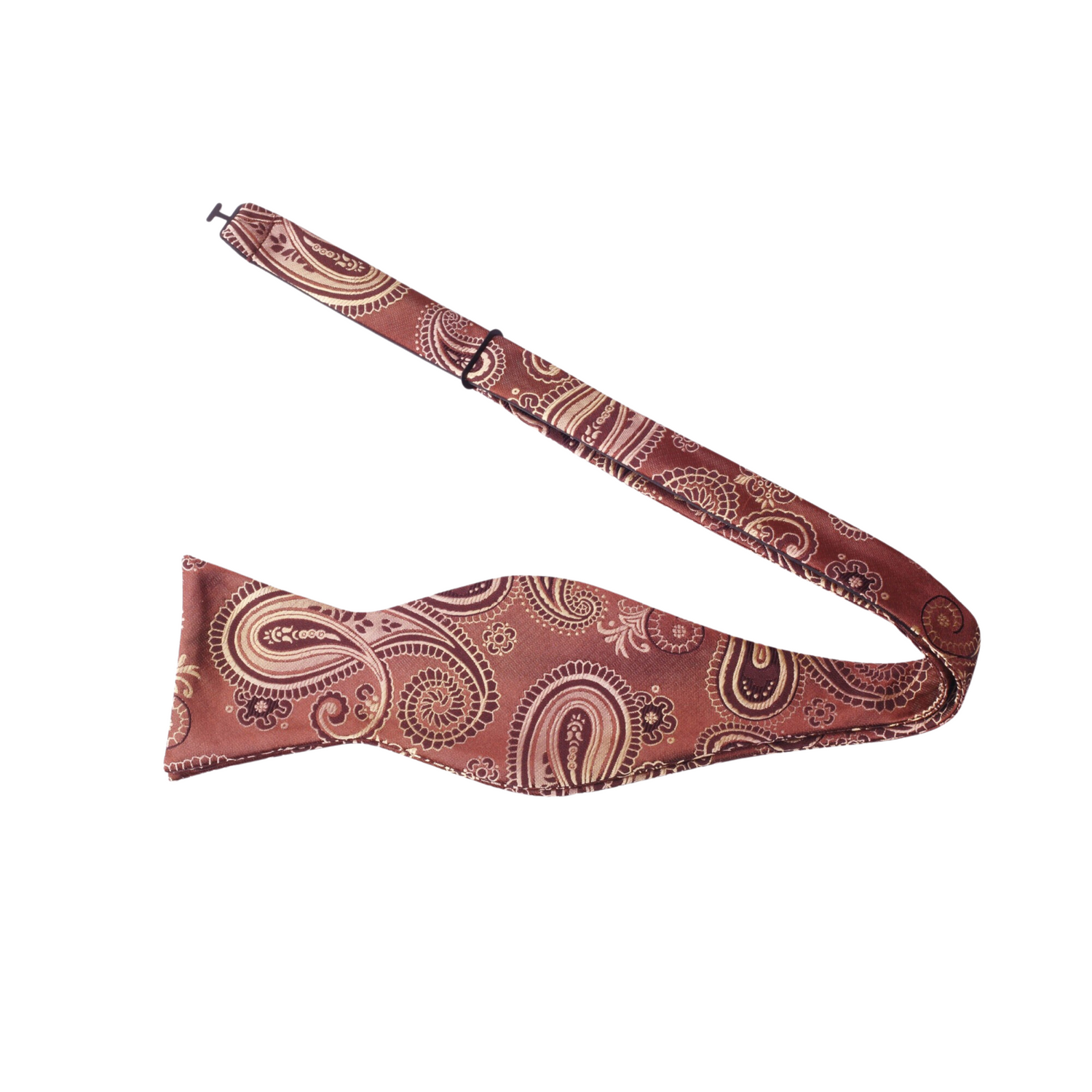 Brown and Gold Paisley Self Tie Bow Tie