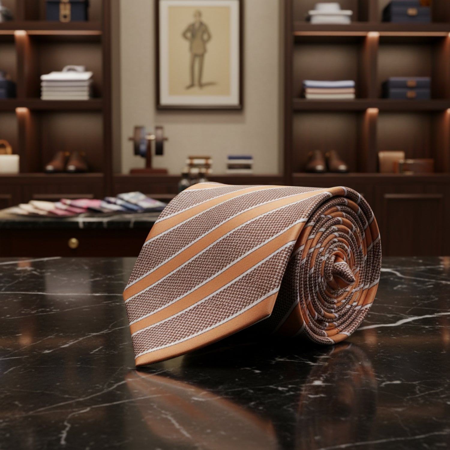 Brown and Orange Stripe Tie  