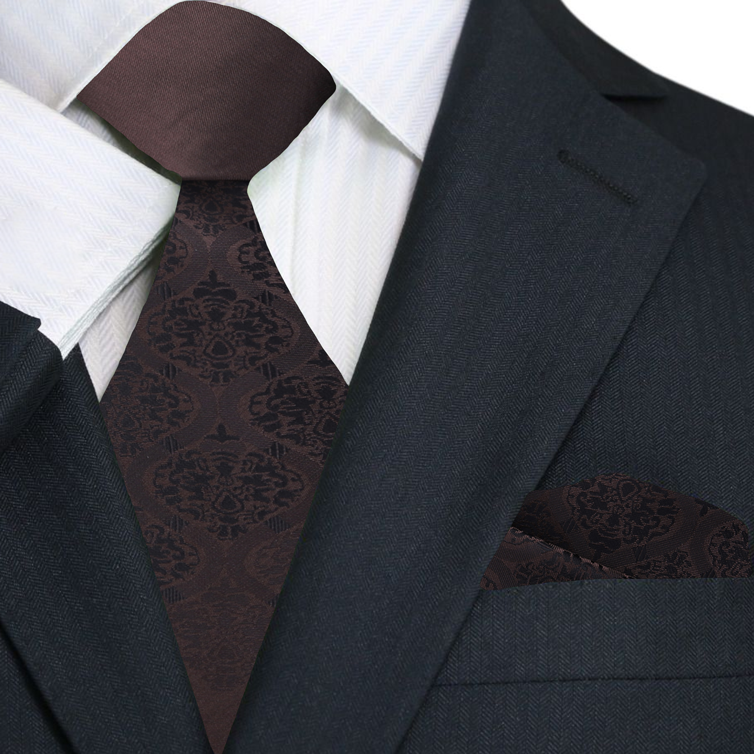 Main Shades of Brown Abstract Tie and Pocket Square
