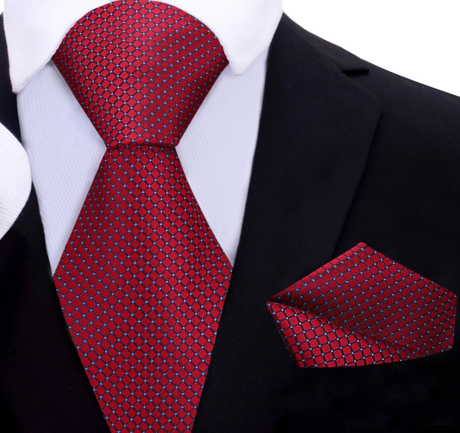 Deep Red Geometric Tie and Square