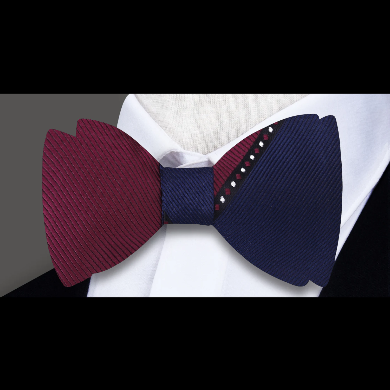 Blue, Burgundy Geometric Bow Tie