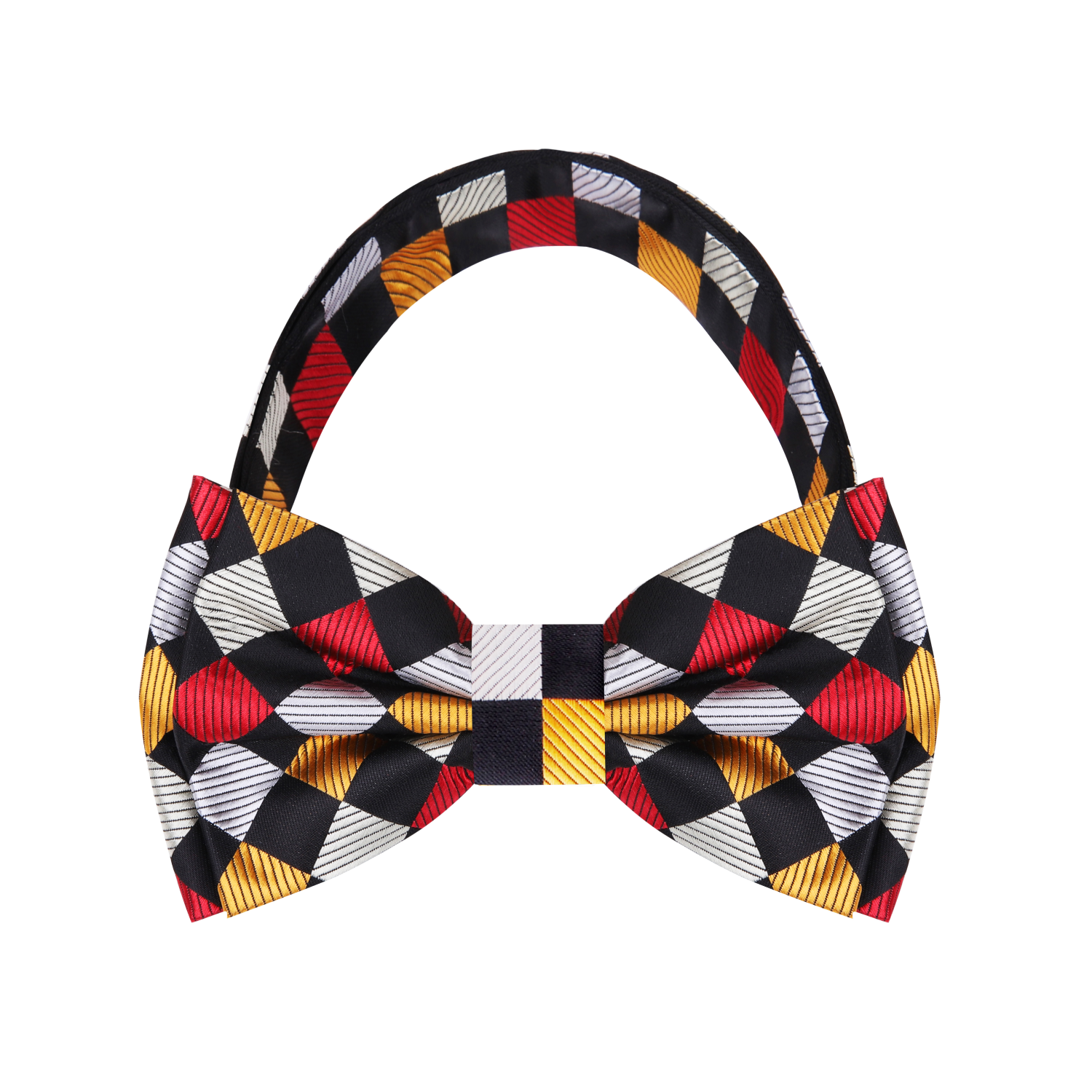 Gold, Red, Black Geometric Bow Tie Pre Tied