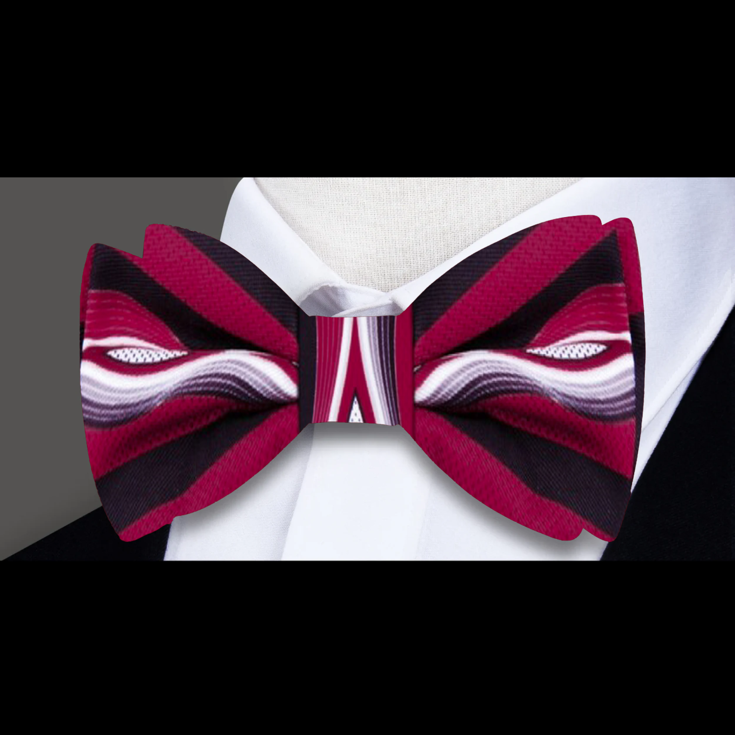 A Dark Red, Black and Grey Wavy Abstract Bow Tie