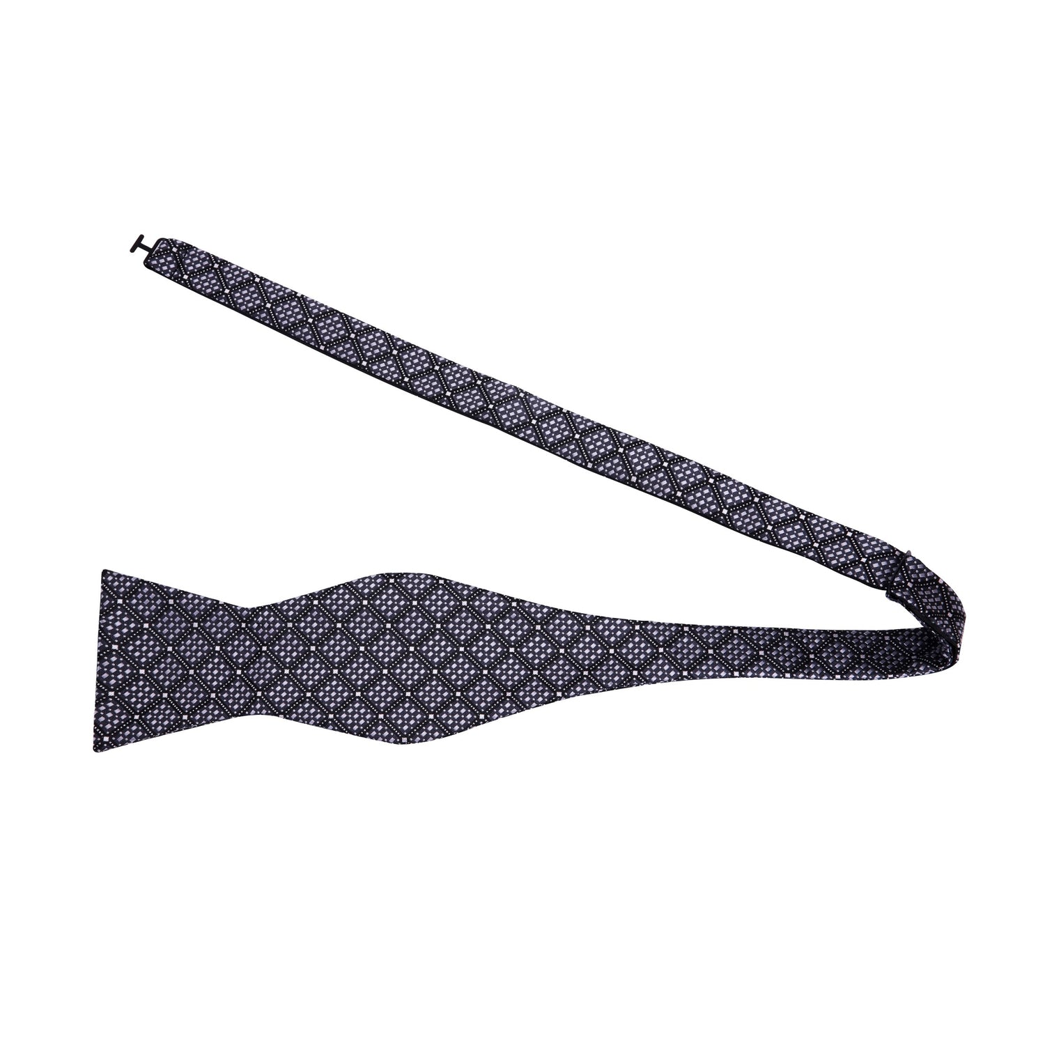 Silver and Black Geometric Self Tie Bow Tie