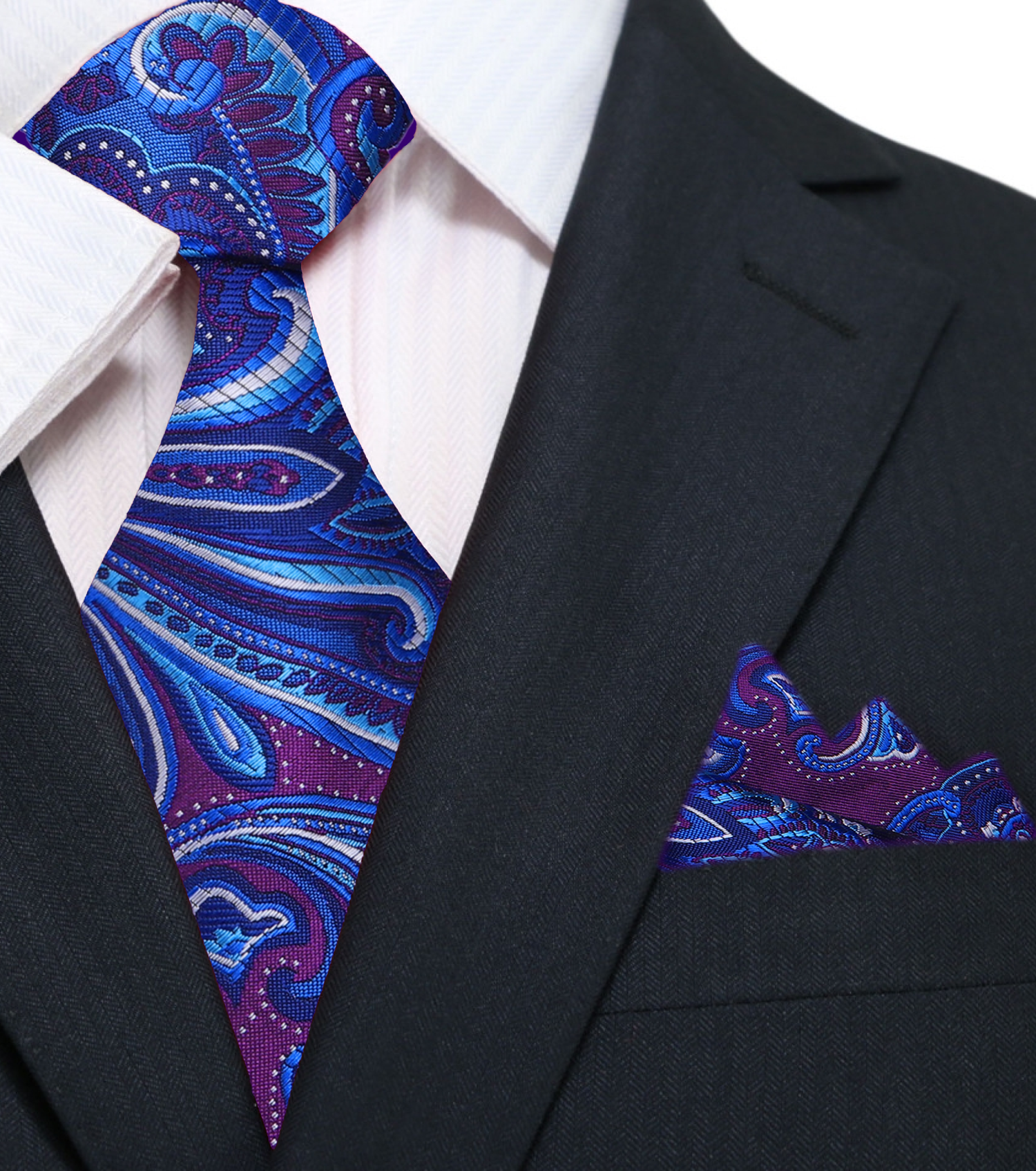 Main View: Purple, Blue Paisley Tie and Square