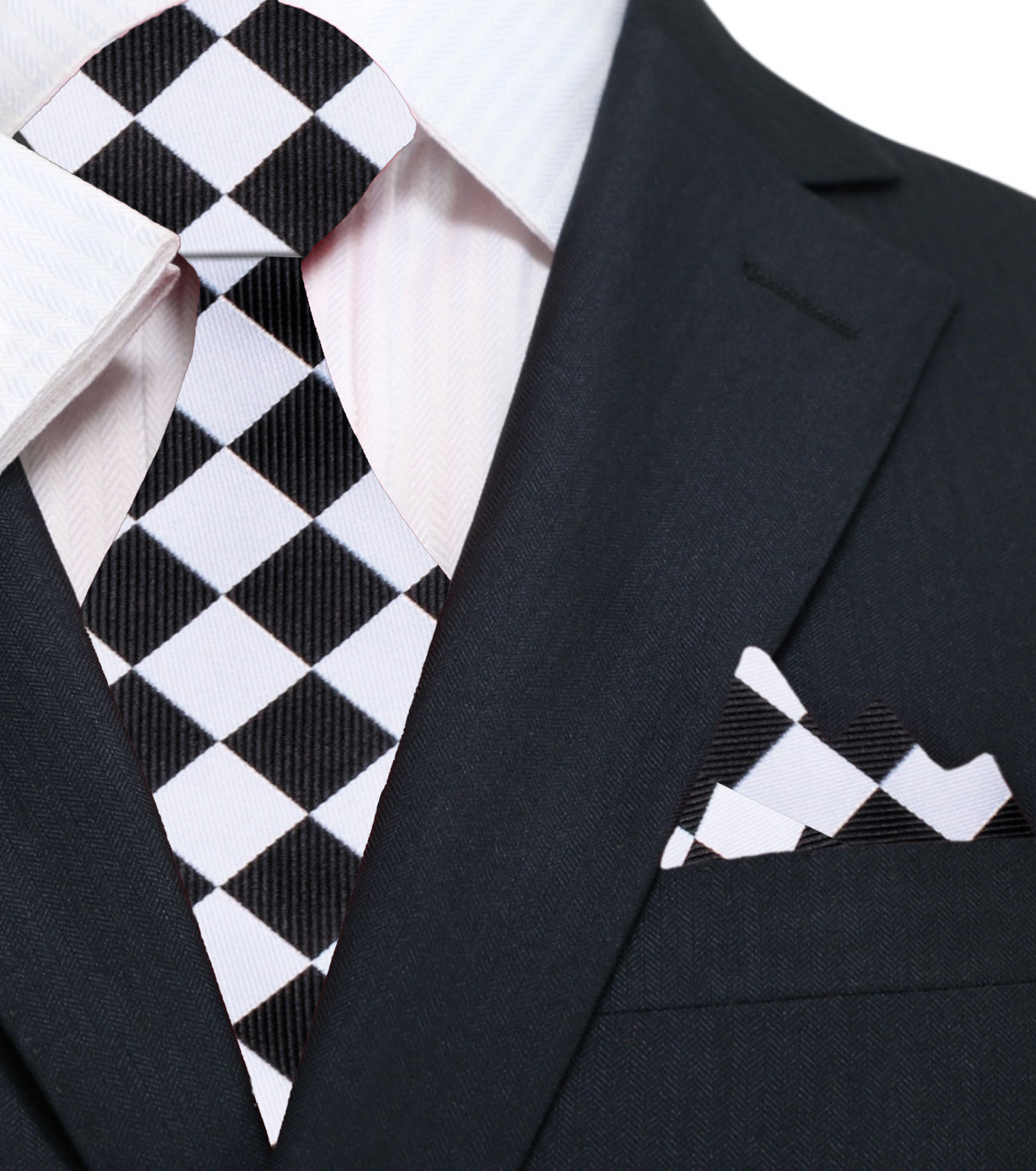 Light Grey and Black Checkerboard Tie and Matching Square