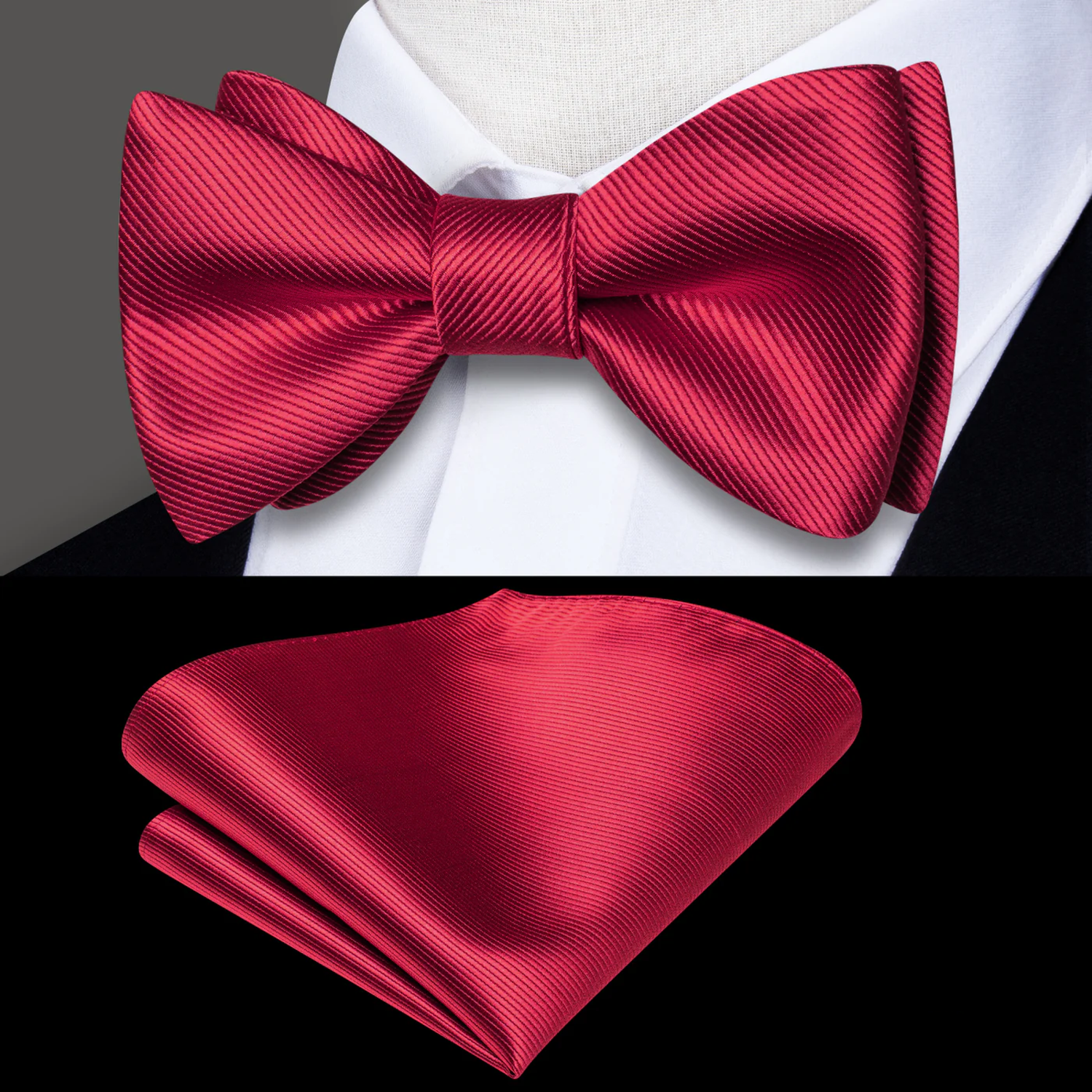 Red Bow Tie and Pocket Square
