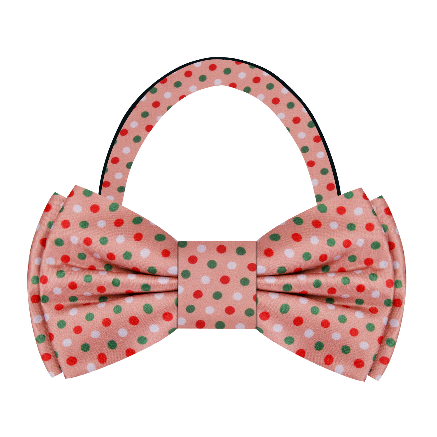 Salmon, Red, Green Polka Bow Tie Pre Tied