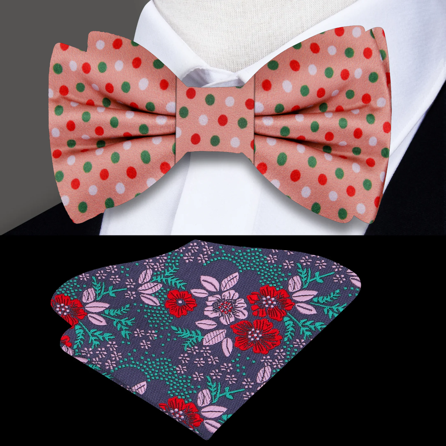 Christmas Polka Bow Tie and Accenting Square