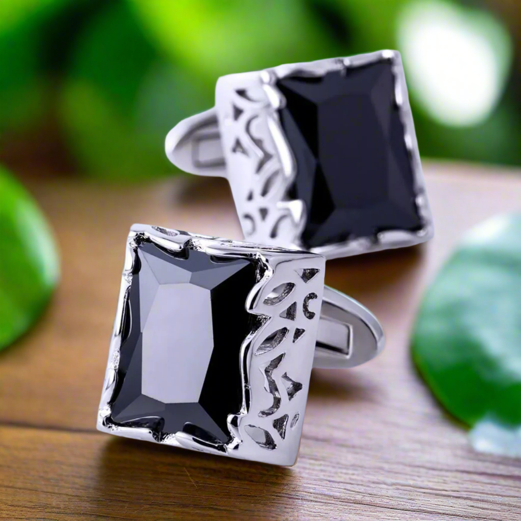 Chrome and Black Cufflinks 