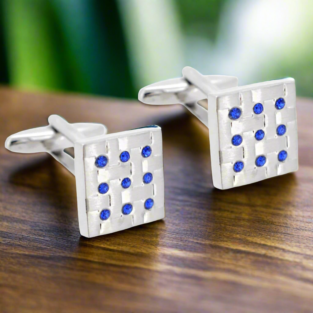 Chrome Blue Cufflinks