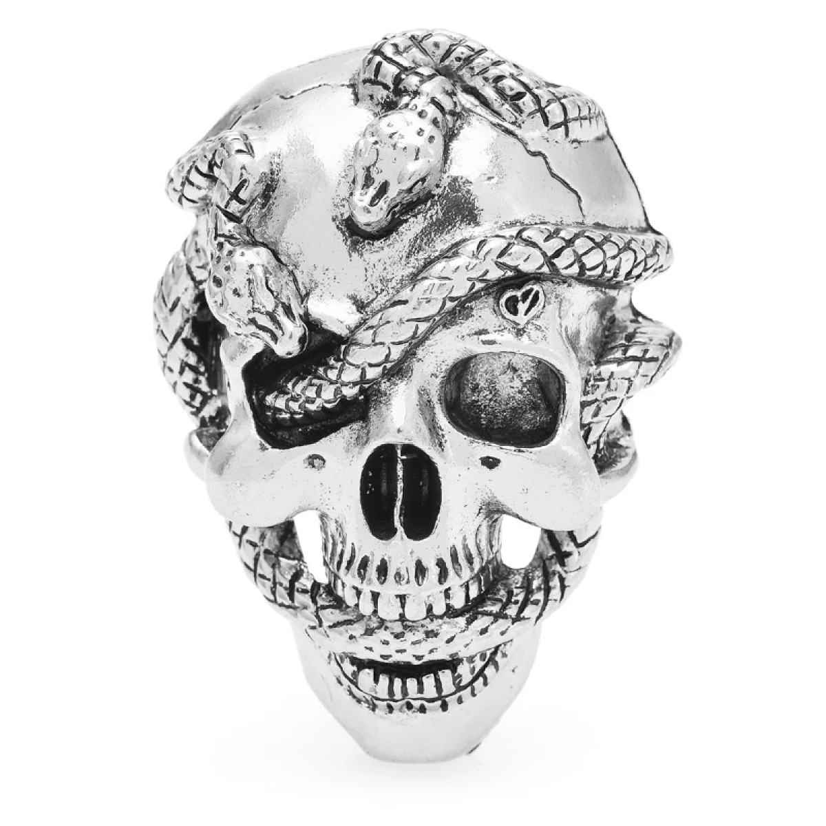 Silver Colored Skull and Snake Lapel Pin