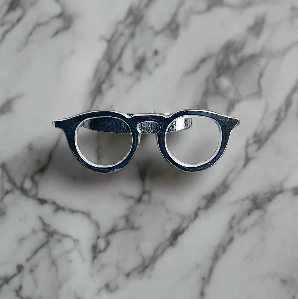 Chrome Glasses Tie Clip