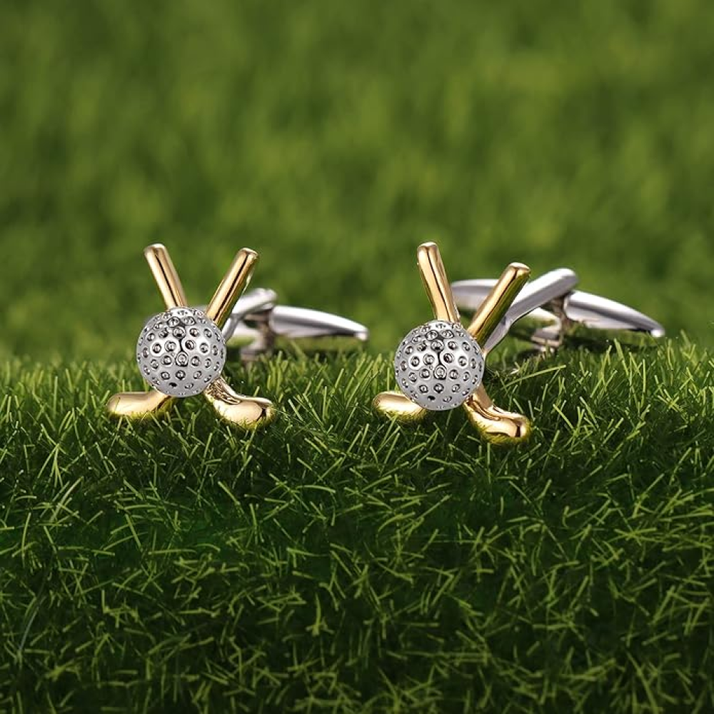 Gold and Chrome Golf Cufflinks