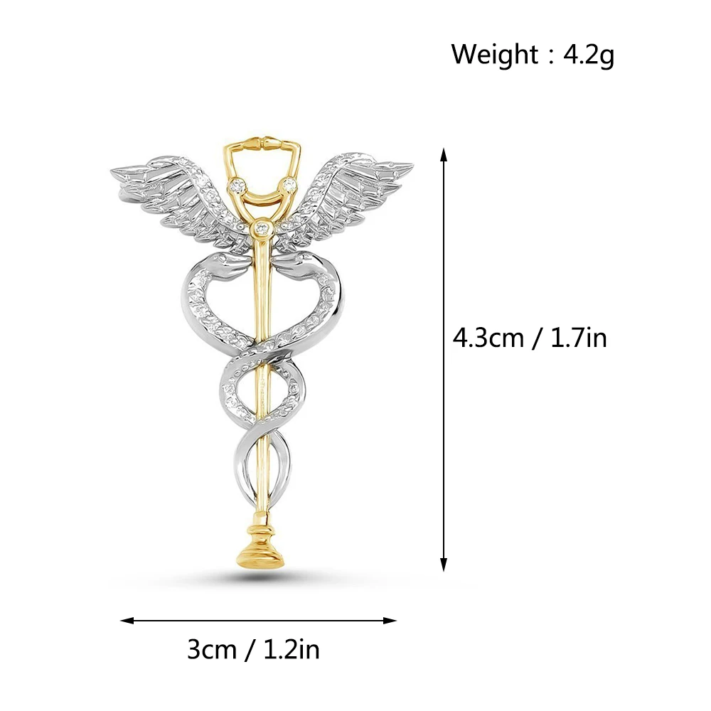 Gold with Chrome Color Stethoscope Lapel Pin Dimensions