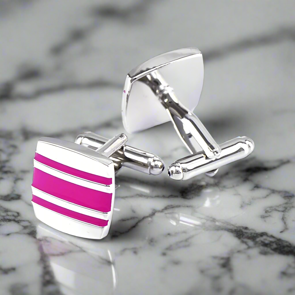 Main Chrome and Pink Cufflinks