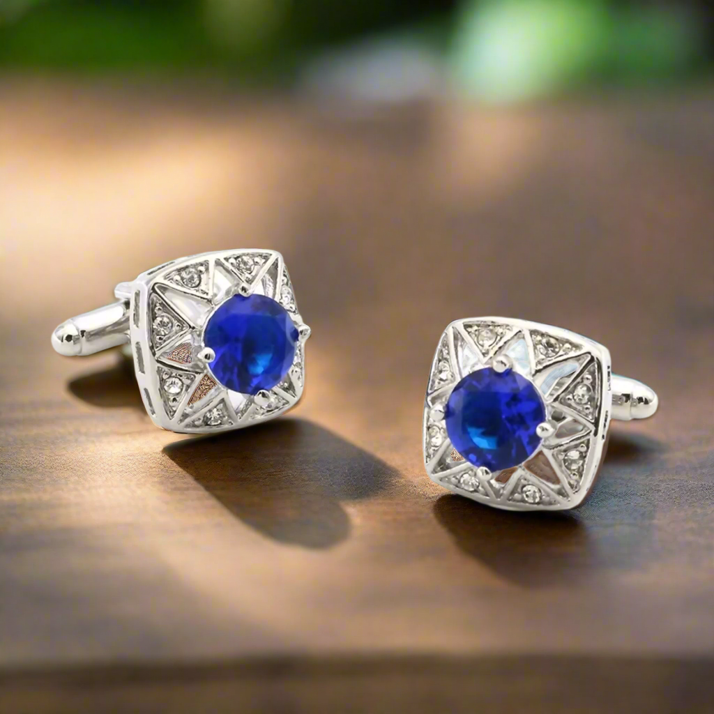 Chrome Blue Cufflinks