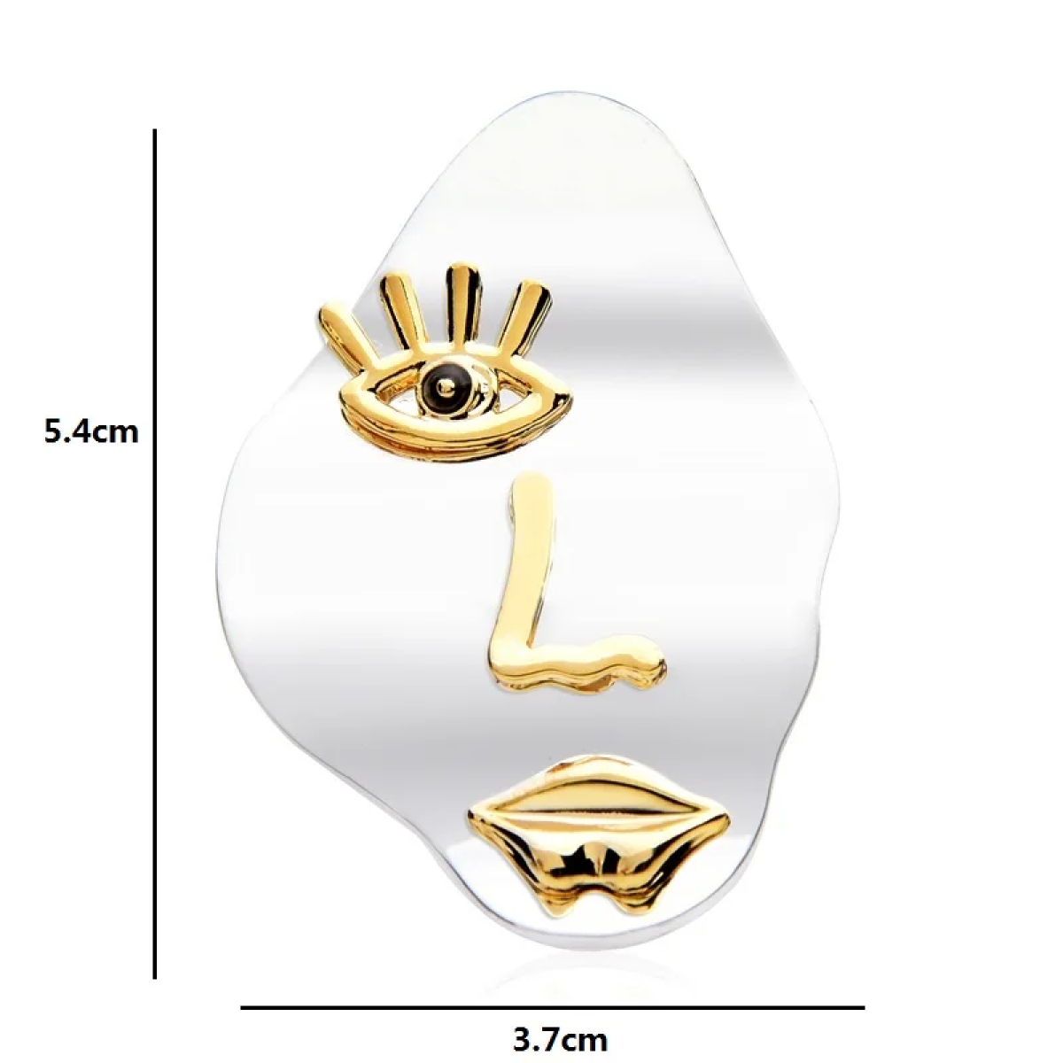Dimensions: Chrome and Gold Colored Abstract Face Lapel Pin