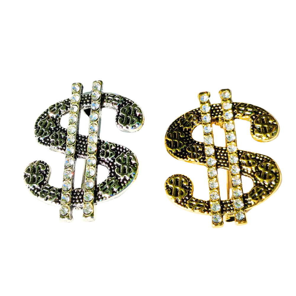 Both Chrome and Gold Colored Money Lapel Pins