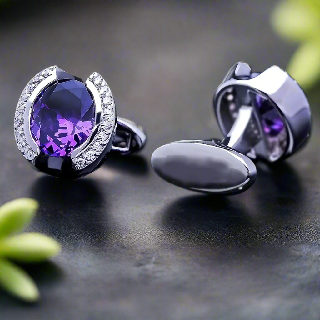 View 2N: Chrome and Purple Cufflinks