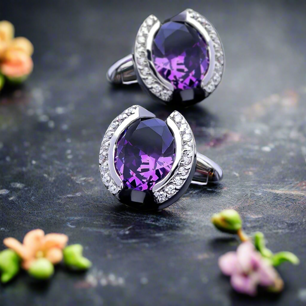 View 5: Chrome and Purple Cufflinks