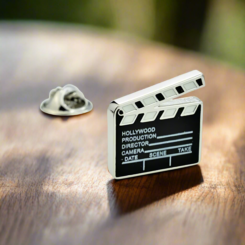 clapboard lapel pin