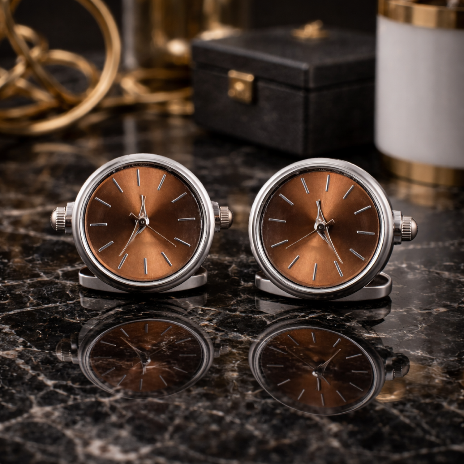 Copper Brown Watch Face Cufflinks