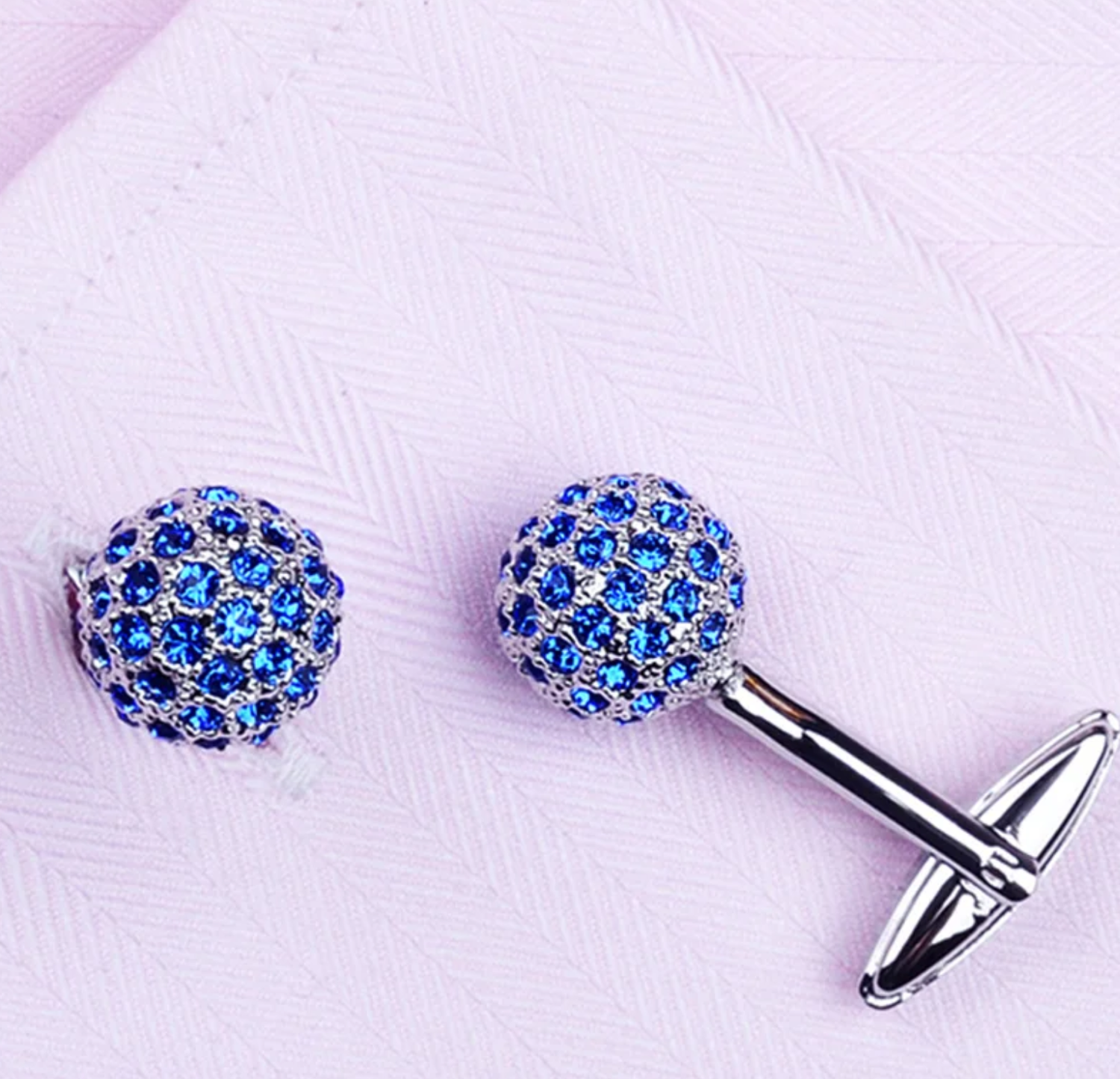 View 3: Chrome and Blue Cufflinks