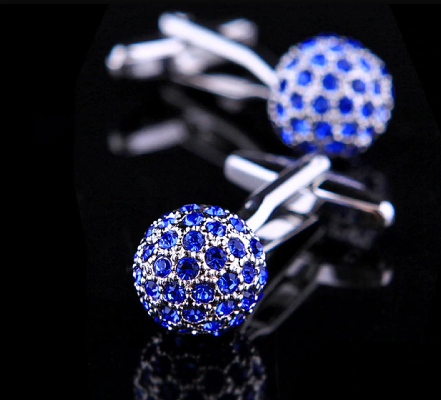 Chrome and Blue Cufflinks