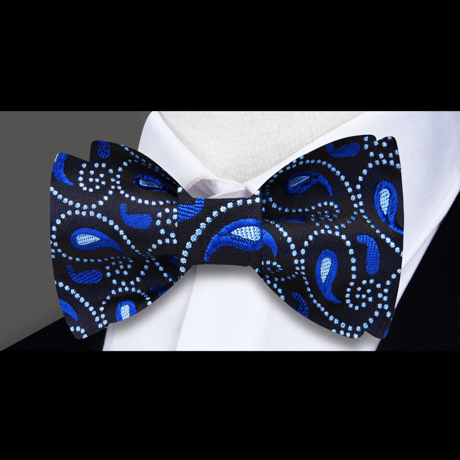 Blue Paisley Self Tie Bow Tie 