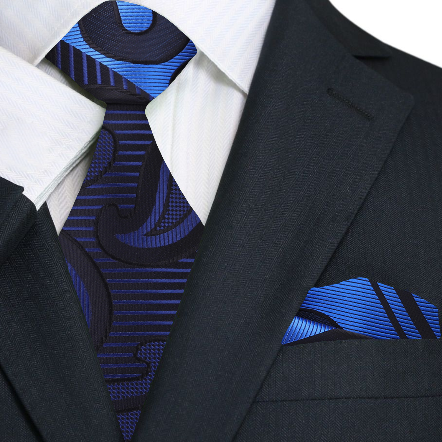 Large Paisley Necktie Collection | Classic Bold Mens Dress Ties Necktie & Square / XL (63") / Blue Large Paisley Necktie Collection | Classic Bold Mens Dress Ties Necktie & Square / XL (63") / Blue