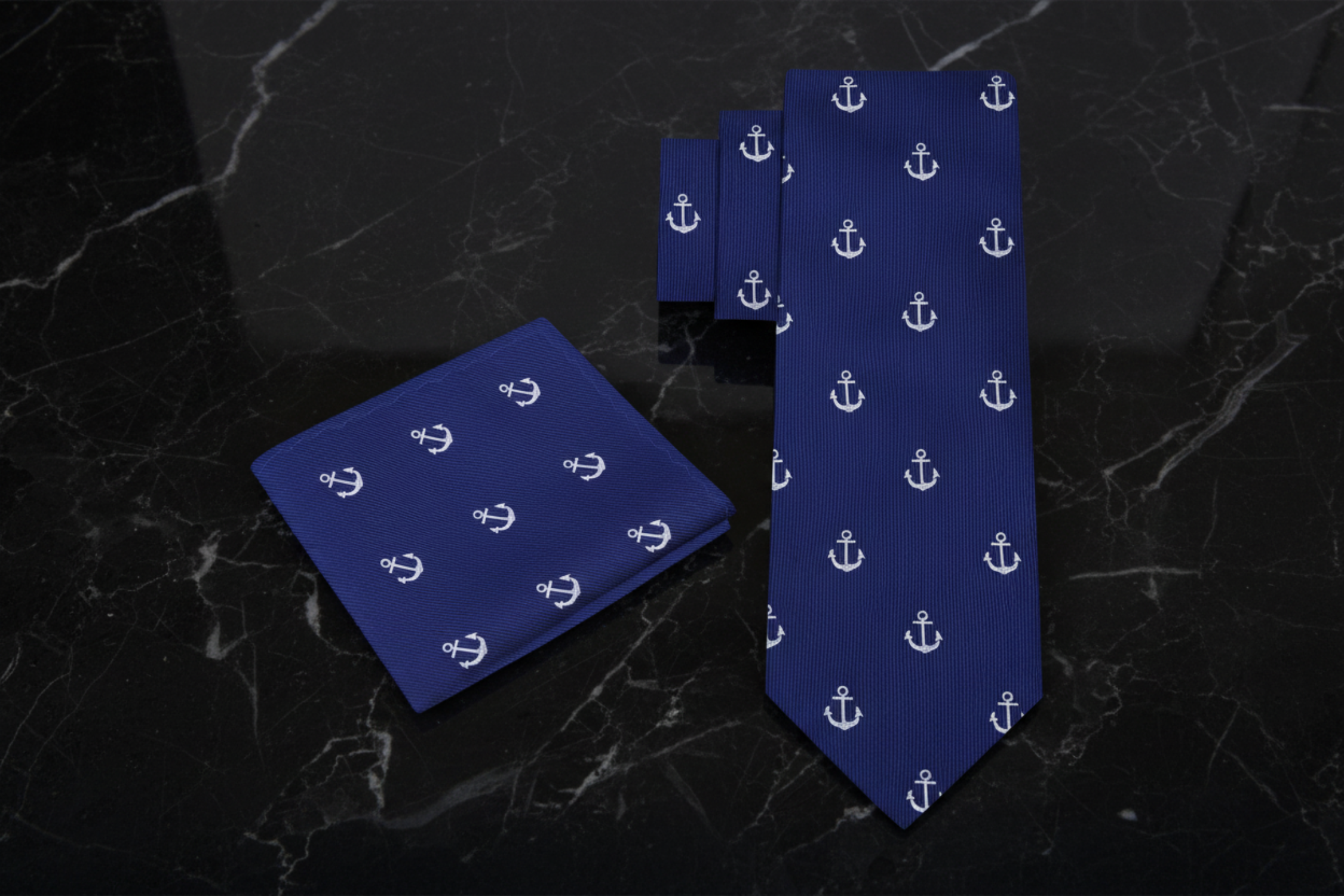 Chaps Men's Vintage Mini Anchor Pattern Necktie - 3 Inch Wide Silk Tie For Formal Wear