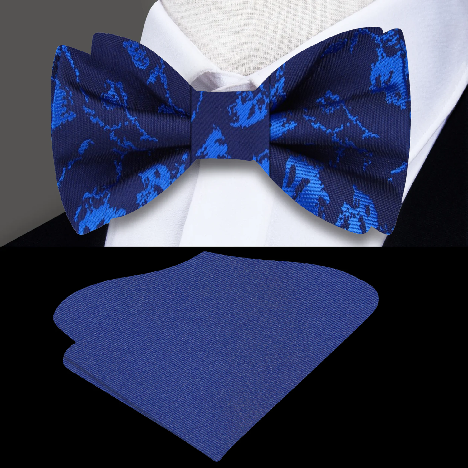 Shades of Blue Abstract Bow Tie and Blue Square
