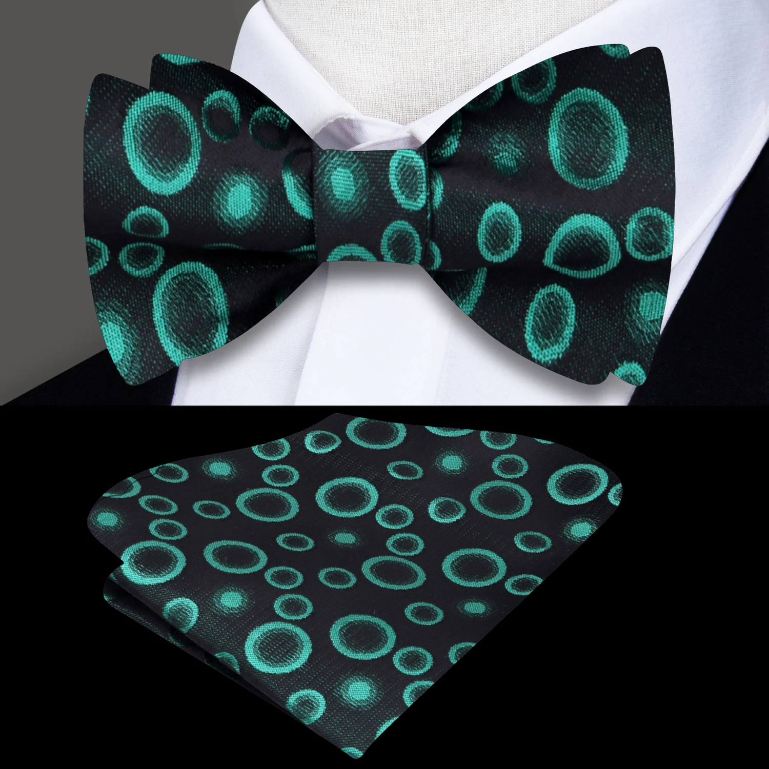 Green Circles Bow Tie and Square