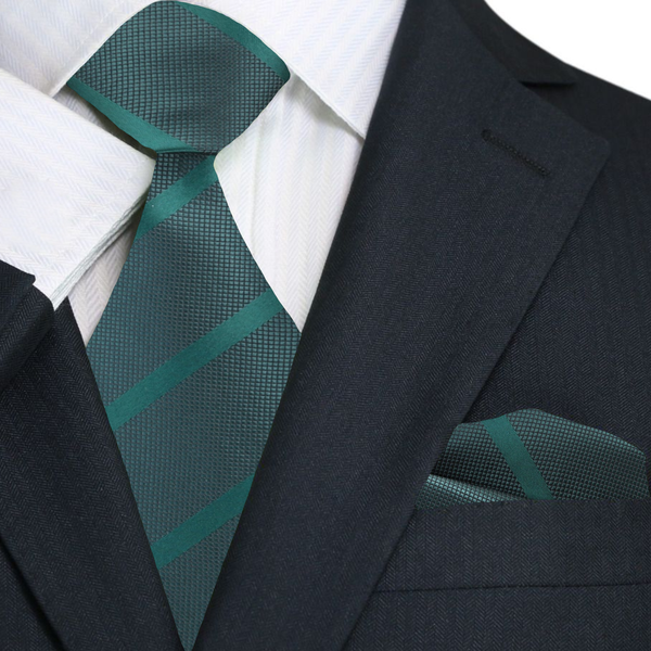 Solid Green with Green Stripe Necktie