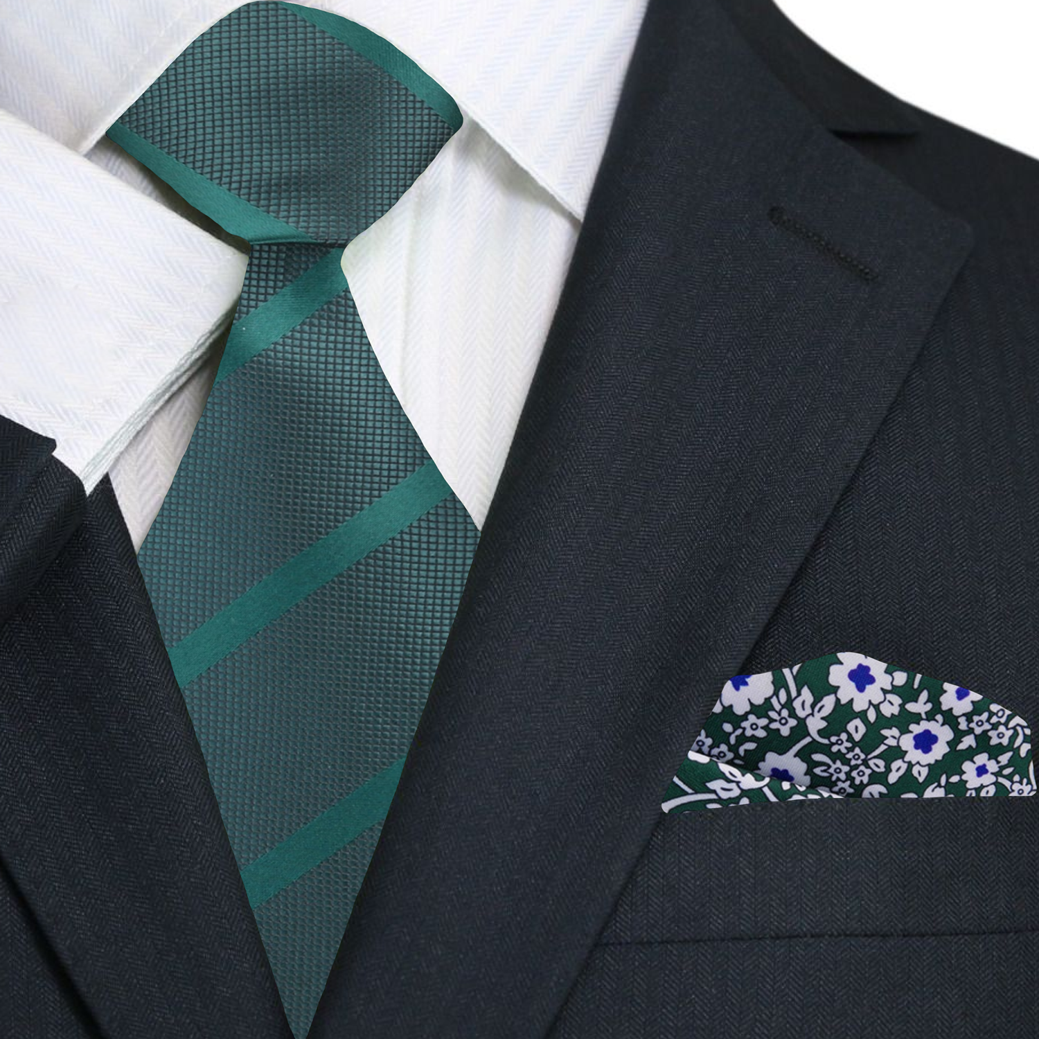 Solid Green with Green Stripe Necktie