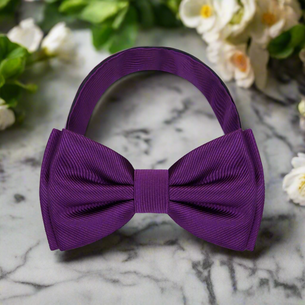 Solid Deep Purple Pre Tied Bow Tie