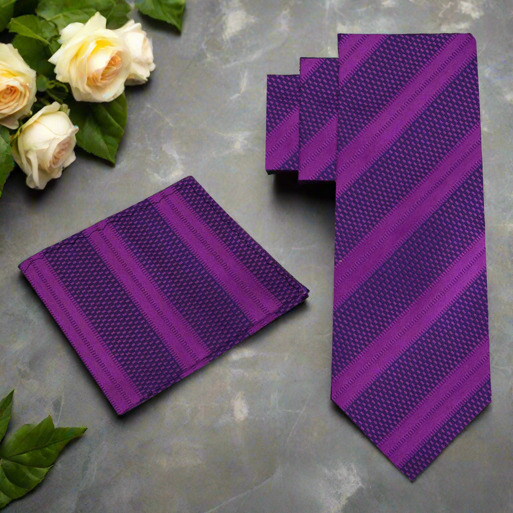 Alt Purple striped tie and Square