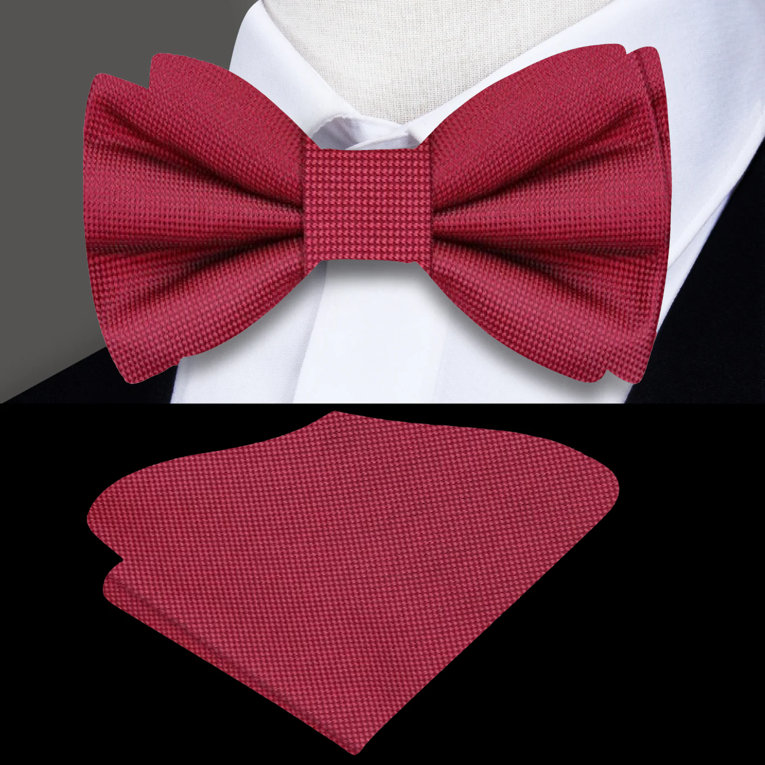 Deep Red Canton check Bow Tie and Square