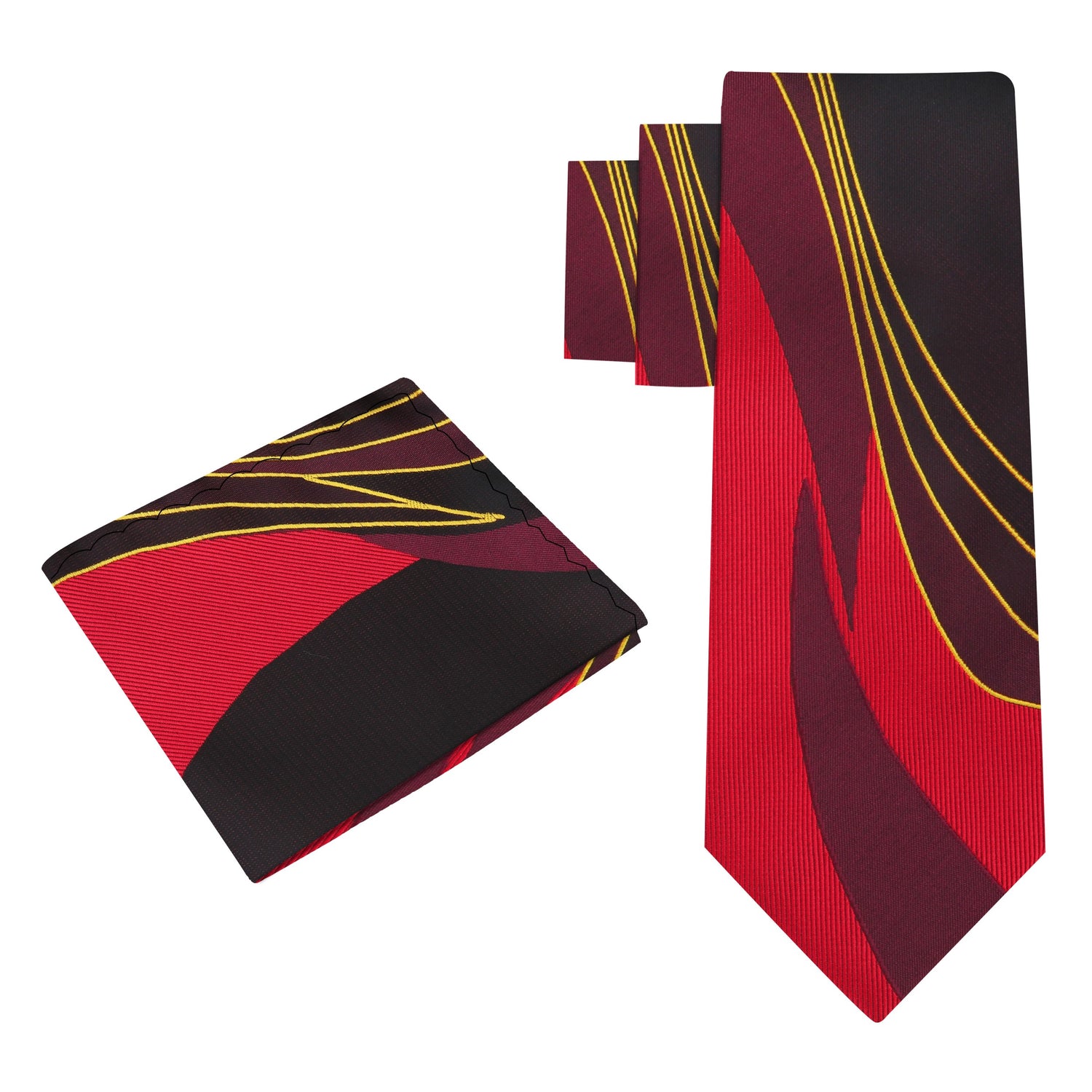 Alt View: Shades of Red and Yellow Abstract Tie and Square