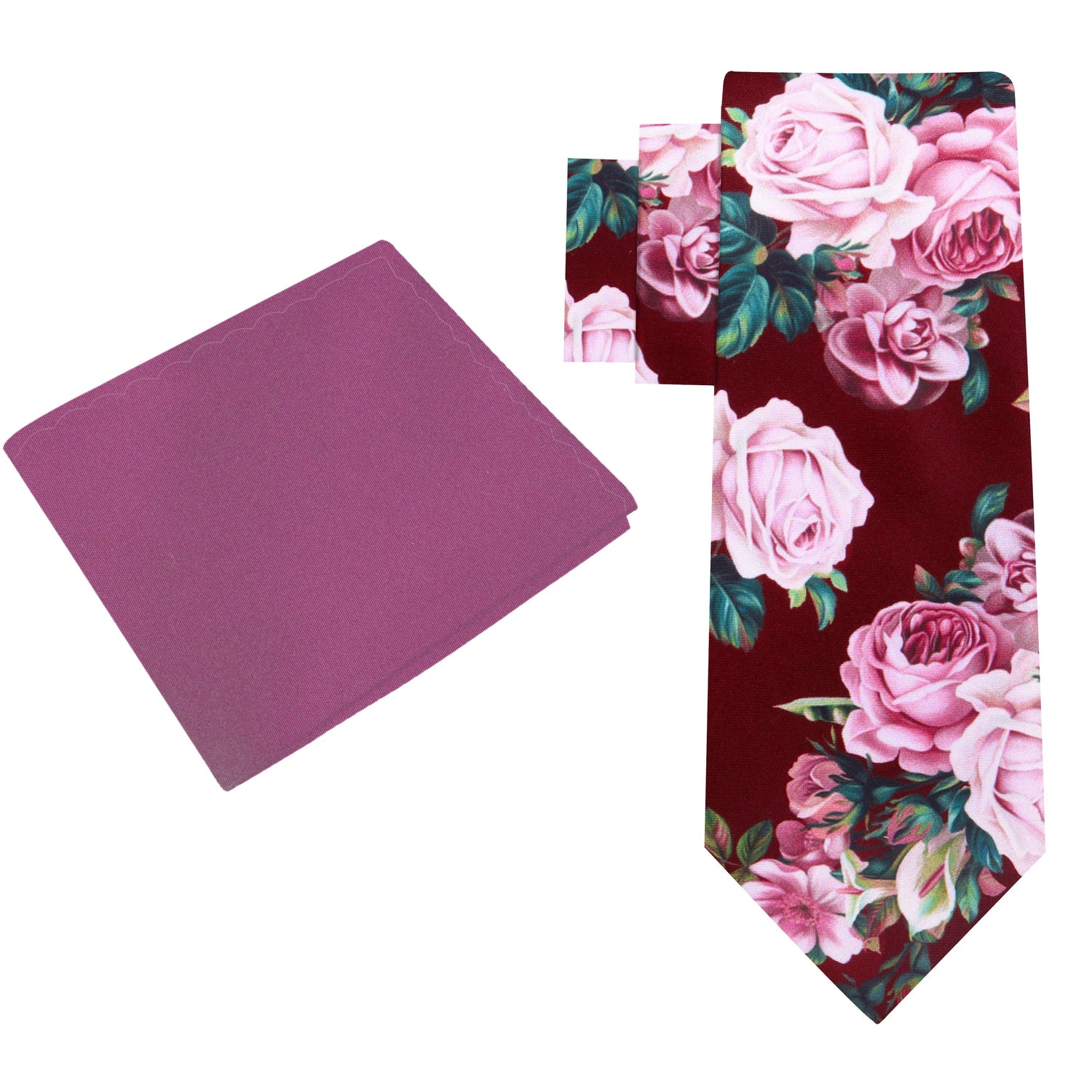 Alt View: Deep Red Wine Vase of Flowers Tie and Accenting PocketSquare12