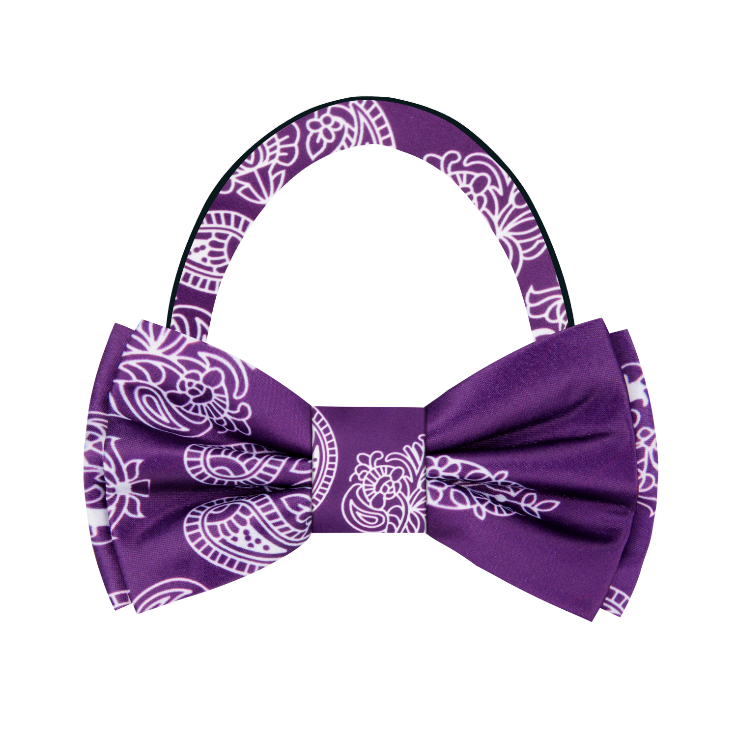 Purple, White Paisley Bow Tie Pre Tied