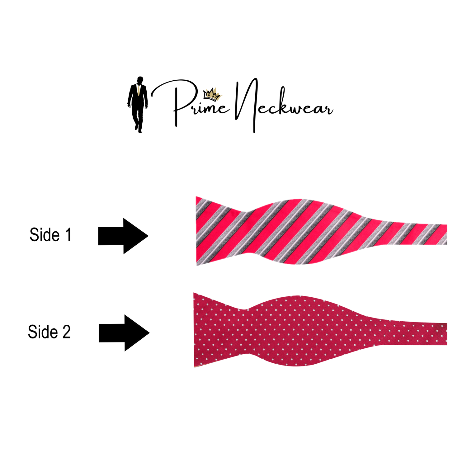 Red, White Dot Polka Bow Tie . Both Sides