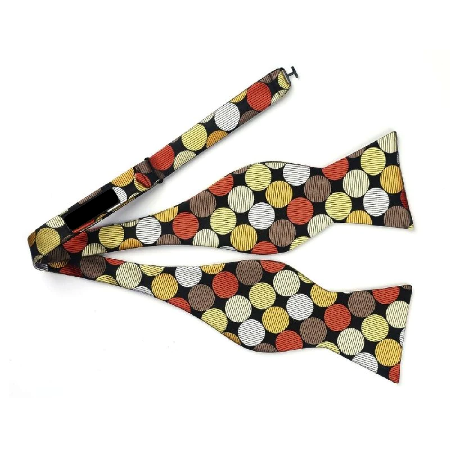 Red, Brown, Gold Polka Bow Tie Self Tie